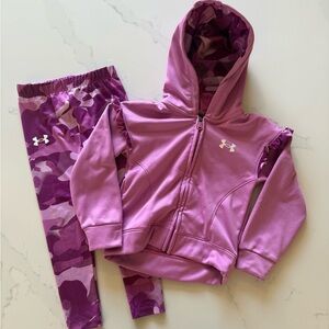 Under Armour Girls Purple Pink Hoodie & Camo Leggings Set